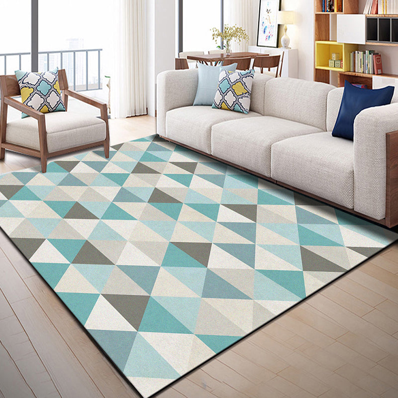 Multi Color Geometric Graphic Rug Polypropylene Novelty Rug Machine Washable Anti-Slip Stain Resistant Rug for Great Room Light Blue Clearhalo 'Area Rug' 'Rug' 2183537