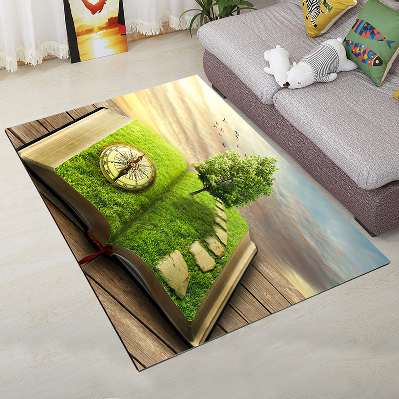 Personality Scandinavian Rug Multi Colored 3D Print Scenery Rug Washable Anti-Slip Stain Resistant Carpet for Home Turquoise Clearhalo 'Area Rug' 'Rug' 2183554