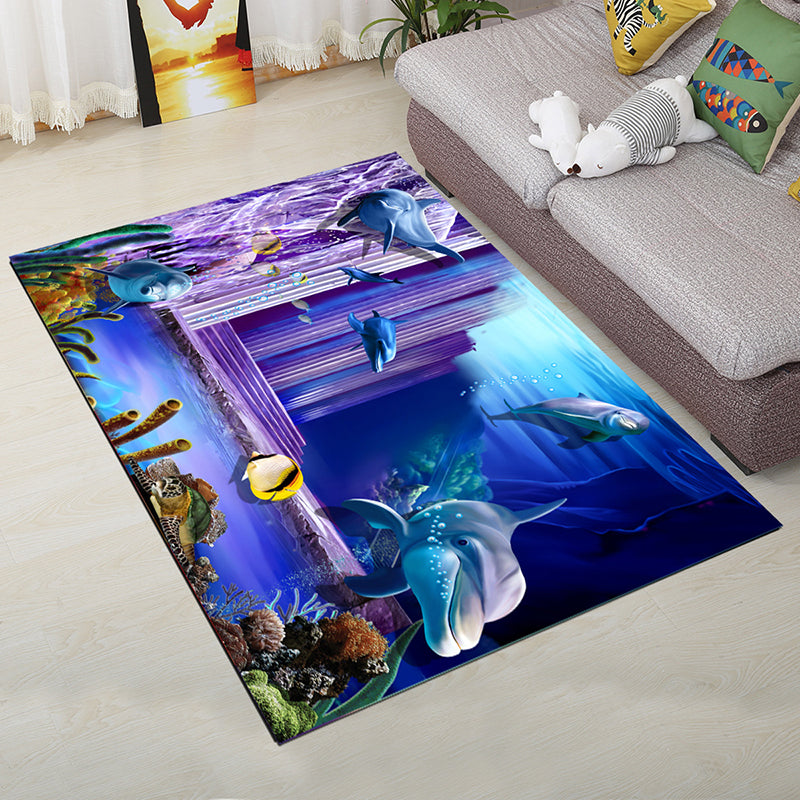 Personality Scandinavian Rug Multi Colored 3D Print Scenery Rug Washable Anti-Slip Stain Resistant Carpet for Home Blue-Purple Clearhalo 'Area Rug' 'Rug' 2183555