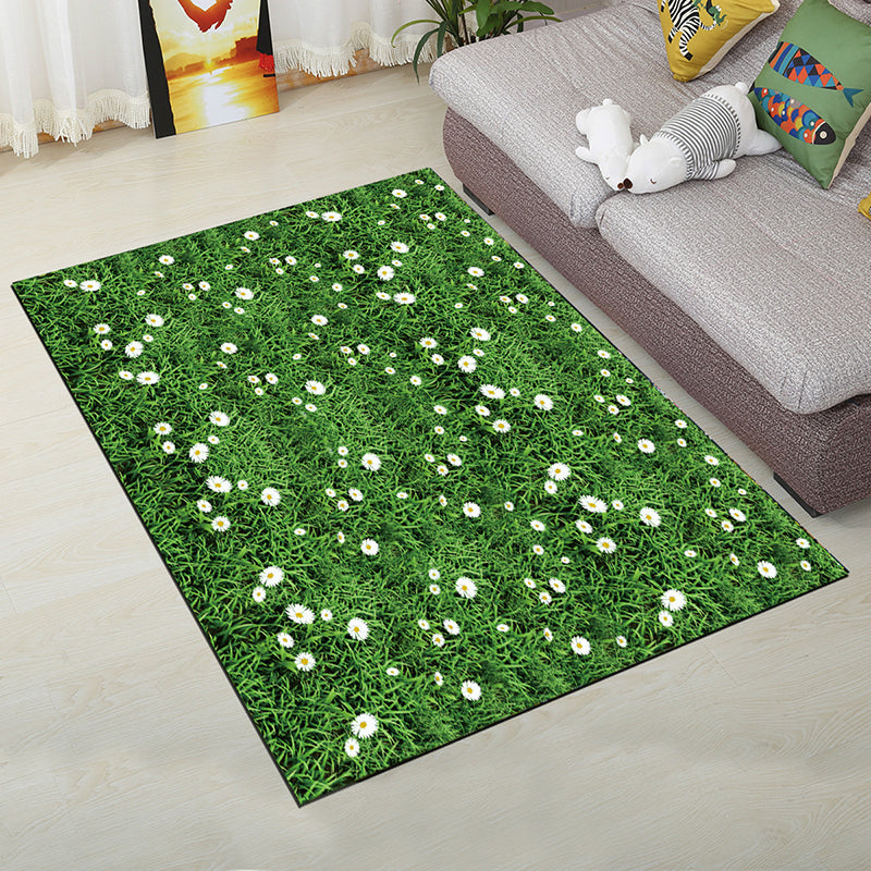 Personality Scandinavian Rug Multi Colored 3D Print Scenery Rug Washable Anti-Slip Stain Resistant Carpet for Home Green-White Clearhalo 'Area Rug' 'Rug' 2183558