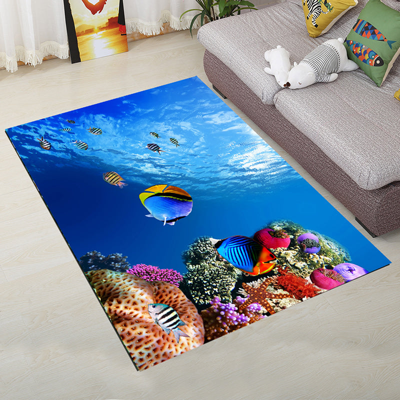 Personality Scandinavian Rug Multi Colored 3D Print Scenery Rug Washable Anti-Slip Stain Resistant Carpet for Home Ocean Blue Clearhalo 'Area Rug' 'Rug' 2183569