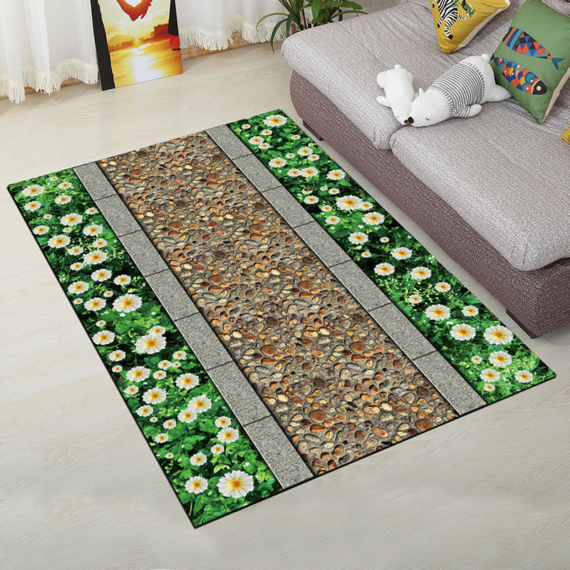 Personality Scandinavian Rug Multi Colored 3D Print Scenery Rug Washable Anti-Slip Stain Resistant Carpet for Home Gray-Green Clearhalo 'Area Rug' 'Rug' 2183575