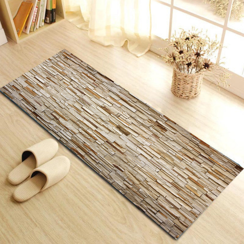 Contemporary Patterned Runner Rug Multi-Colored Synthetics Carpet Machine Washable Non-Slip Stain Resistant Rug for Door Khaki 1'4" x 3'11" Clearhalo 'Area Rug' 'Rug' 2183579