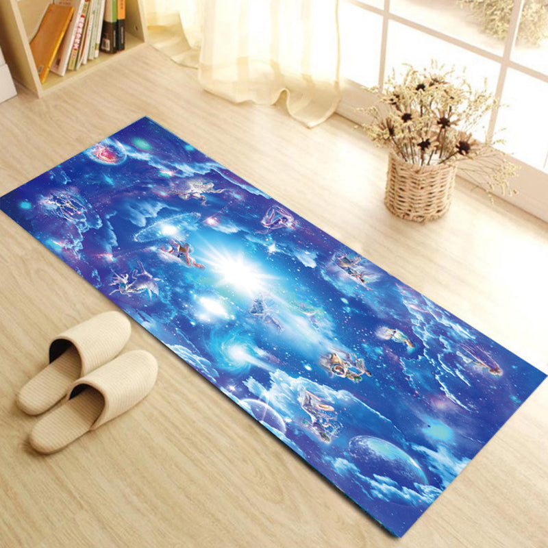 Contemporary Patterned Runner Rug Multi-Colored Synthetics Carpet Machine Washable Non-Slip Stain Resistant Rug for Door Lake Blue-White 1'4" x 3'11" Clearhalo 'Area Rug' 'Rug' 2183585