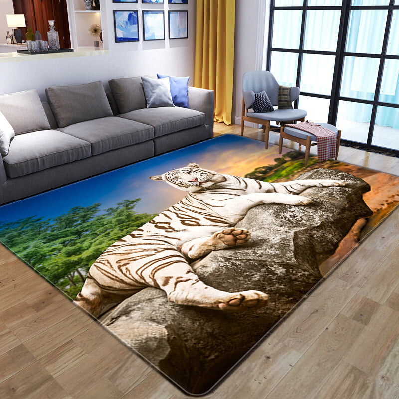 Novelty 3D Animal Print Rug Multi-Color Polypropylene Area Carpet Non-Slip Pet Friendly Machine Washable Rug for Home Decor Green-White Clearhalo 'Area Rug' 'Rug' 2183595