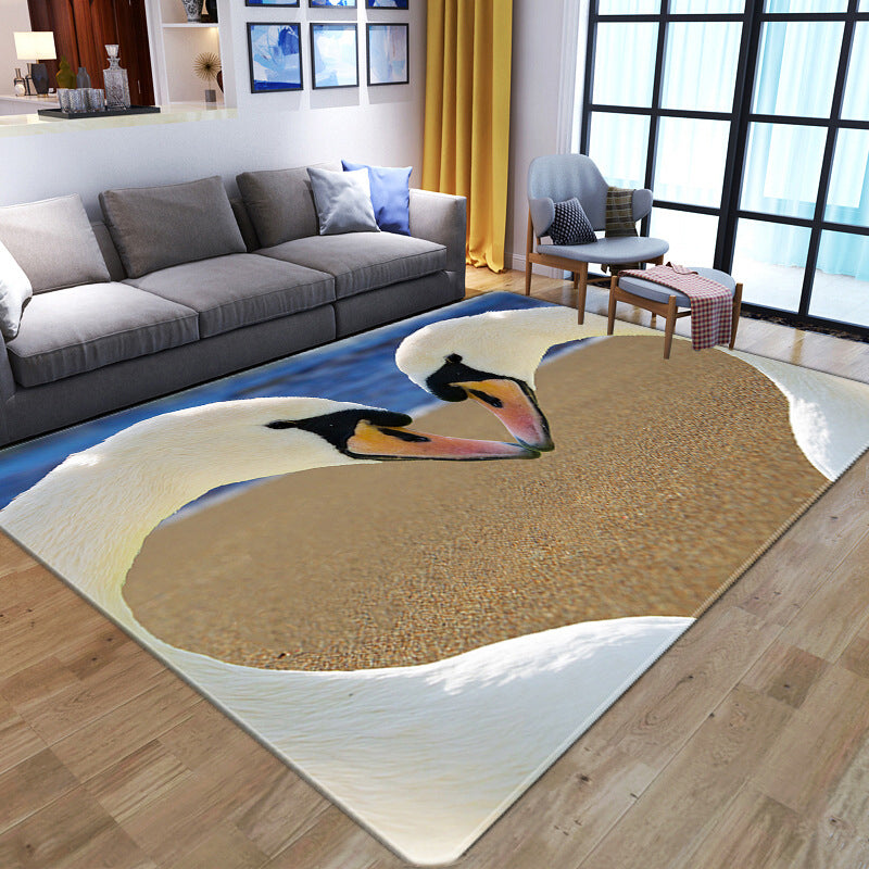 Novelty 3D Animal Print Rug Multi-Color Polypropylene Area Carpet Non-Slip Pet Friendly Machine Washable Rug for Home Decor Khaki-White Clearhalo 'Area Rug' 'Rug' 2183598