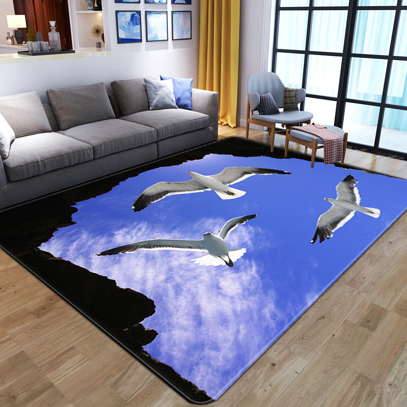 Novelty 3D Animal Print Rug Multi-Color Polypropylene Area Carpet Non-Slip Pet Friendly Machine Washable Rug for Home Decor Sky Blue-Black Clearhalo 'Area Rug' 'Rug' 2183603