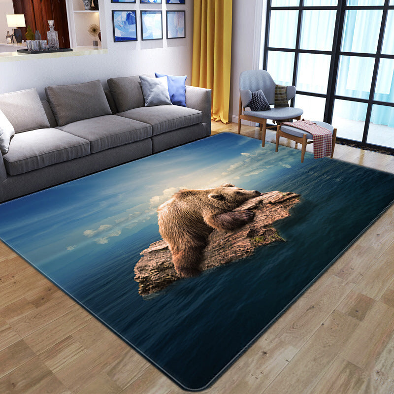 Novelty 3D Animal Print Rug Multi-Color Polypropylene Area Carpet Non-Slip Pet Friendly Machine Washable Rug for Home Decor Lake Blue Clearhalo 'Area Rug' 'Rug' 2183604