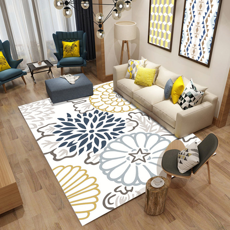 Multicolor 3D Optical Illusions Rug Polyester Modern Indoor Rug Non-Slip Backing Stain Resistant Pet Friendly Carpet for Home White-Yellow Clearhalo 'Area Rug' 'Bohemian' 'Modern' 'Moroccan' 'Rugs' 'Vintage' Rug' 2183615