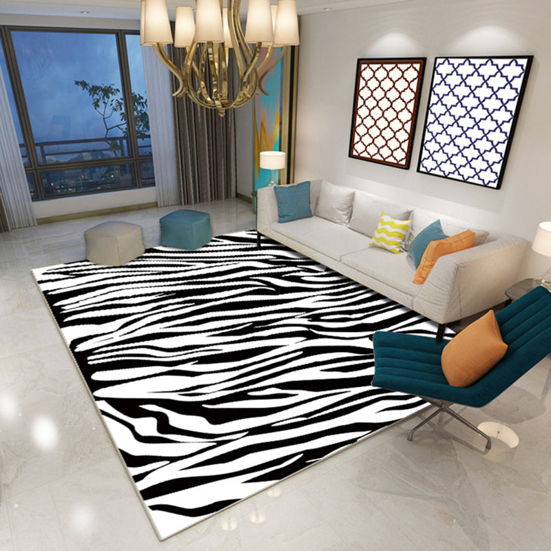 Multicolor 3D Optical Illusions Rug Polyester Modern Indoor Rug Non-Slip Backing Stain Resistant Pet Friendly Carpet for Home White-Black Clearhalo 'Area Rug' 'Bohemian' 'Modern' 'Moroccan' 'Rugs' 'Vintage' Rug' 2183620