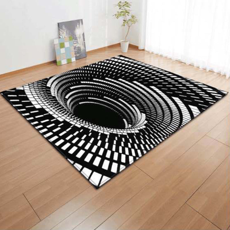 Multicolor 3D Optical Illusions Rug Polyester Modern Indoor Rug Non-Slip Backing Stain Resistant Pet Friendly Carpet for Home Matte Black Clearhalo 'Area Rug' 'Bohemian' 'Modern' 'Moroccan' 'Rugs' 'Vintage' Rug' 2183621