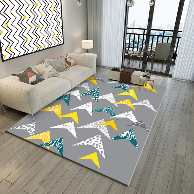 Multicolor 3D Optical Illusions Rug Polyester Modern Indoor Rug Non-Slip Backing Stain Resistant Pet Friendly Carpet for Home Gray-Yellow Clearhalo 'Area Rug' 'Bohemian' 'Modern' 'Moroccan' 'Rugs' 'Vintage' Rug' 2183622