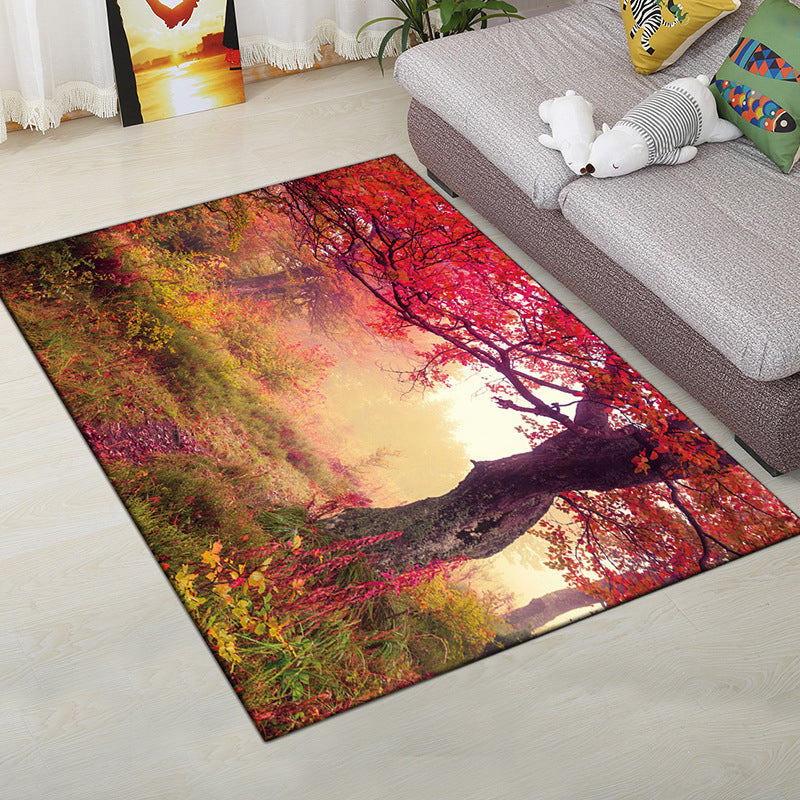 Multi-Color Modern Rug Polyester Digital Graphic Area Carpet Anti-Slip Backing Pet Friendly Washable Rug for Guest Room Red-Green Clearhalo 'Area Rug' 'Rug' 2183669