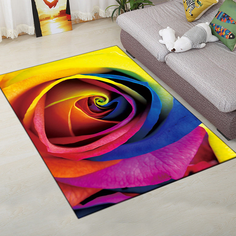 Multi-Color Modern Rug Polyester Digital Graphic Area Carpet Anti-Slip Backing Pet Friendly Washable Rug for Guest Room Blue-Yellow Clearhalo 'Area Rug' 'Rug' 2183673