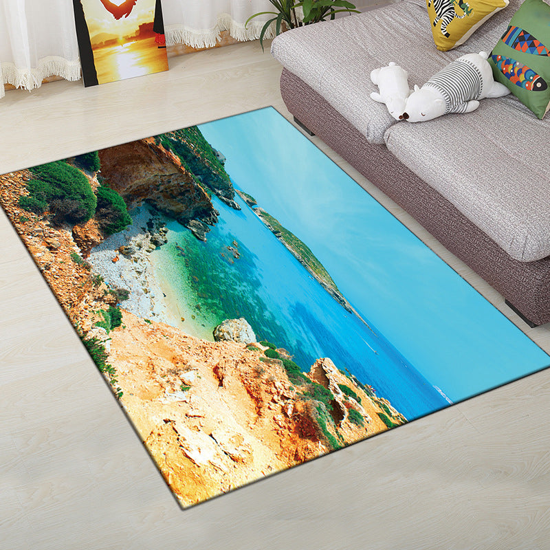 Multi-Color Modern Rug Polyester Digital Graphic Area Carpet Anti-Slip Backing Pet Friendly Washable Rug for Guest Room Sky Blue Clearhalo 'Area Rug' 'Rug' 2183675