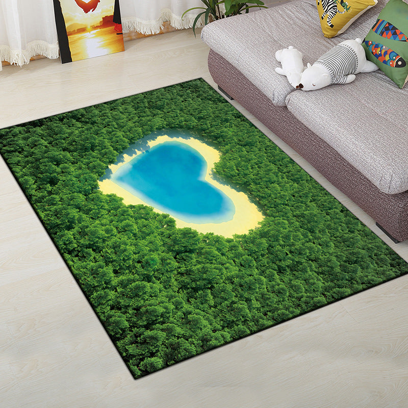 Multi-Color Modern Rug Polyester Digital Graphic Area Carpet Anti-Slip Backing Pet Friendly Washable Rug for Guest Room Green-Blue Clearhalo 'Area Rug' 'Rug' 2183677