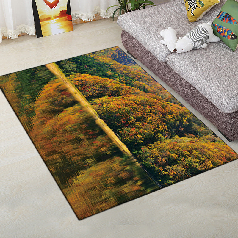Multi-Color Modern Rug Polyester Digital Graphic Area Carpet Anti-Slip Backing Pet Friendly Washable Rug for Guest Room Green-Yellow Clearhalo 'Area Rug' 'Rug' 2183686