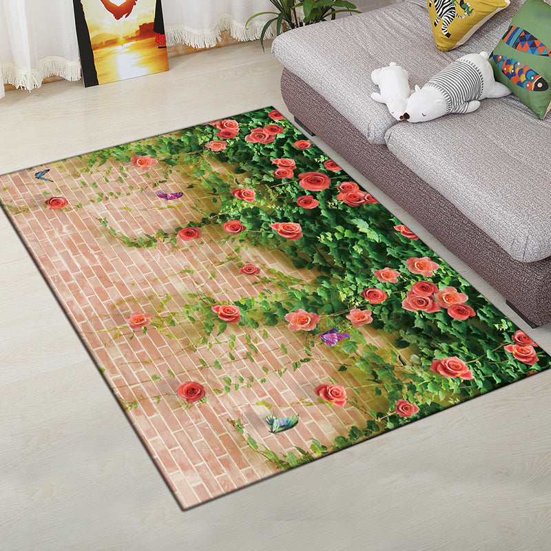 Multi-Color Modern Rug Polyester Digital Graphic Area Carpet Anti-Slip Backing Pet Friendly Washable Rug for Guest Room Green-Pink Clearhalo 'Area Rug' 'Rug' 2183689