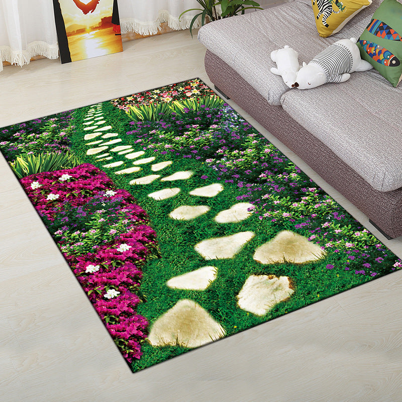 Multi-Color Modern Rug Polyester Digital Graphic Area Carpet Anti-Slip Backing Pet Friendly Washable Rug for Guest Room Green-White Clearhalo 'Area Rug' 'Rug' 2183690