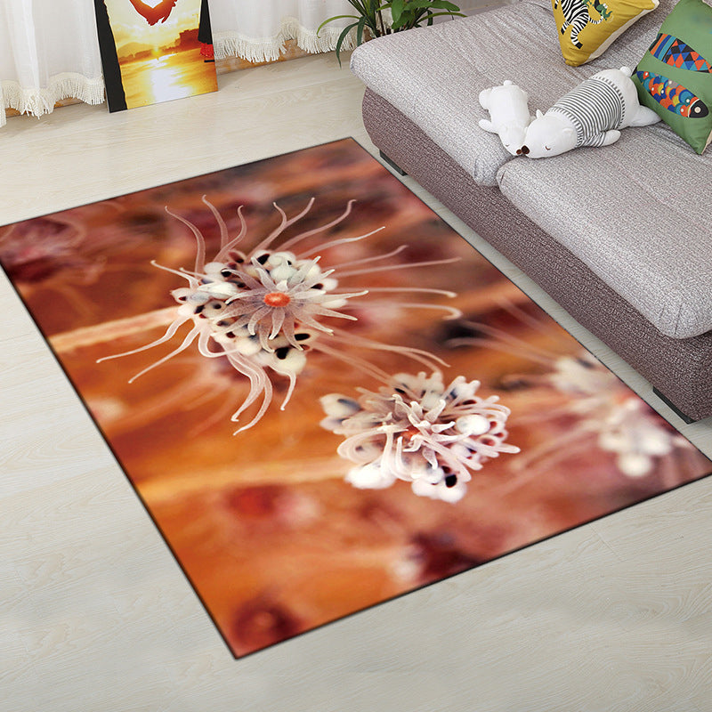 Multi-Color Modern Rug Polyester Digital Graphic Area Carpet Anti-Slip Backing Pet Friendly Washable Rug for Guest Room White-Brown Clearhalo 'Area Rug' 'Rug' 2183694