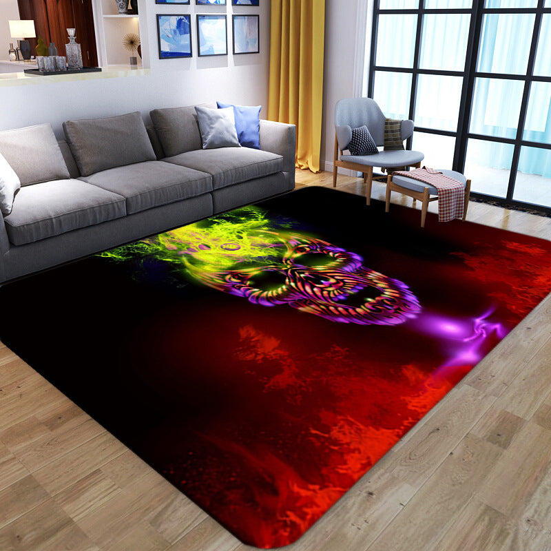 Punk Abstract Skull Print Rug Black Novelty Rug Synthetics Stain Resistant Machine Washable Non-Slip Backing Carpet for Living Room Black Design 8 Clearhalo 'Area Rug' 'Rug' 2183701