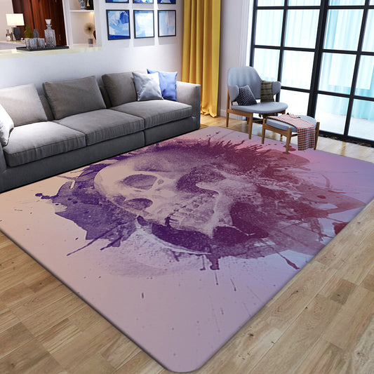 Punk Abstract Skull Print Rug Black Novelty Rug Synthetics Stain Resistant Machine Washable Non-Slip Backing Carpet for Living Room Clearhalo 'Area Rug' 'Rug' 2183708