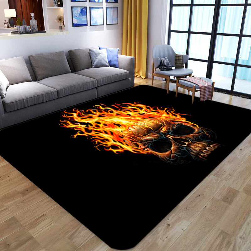 Punk Abstract Skull Print Rug Black Novelty Rug Synthetics Stain Resistant Machine Washable Non-Slip Backing Carpet for Living Room Black Design 1 Clearhalo 'Area Rug' 'Rug' 2183709