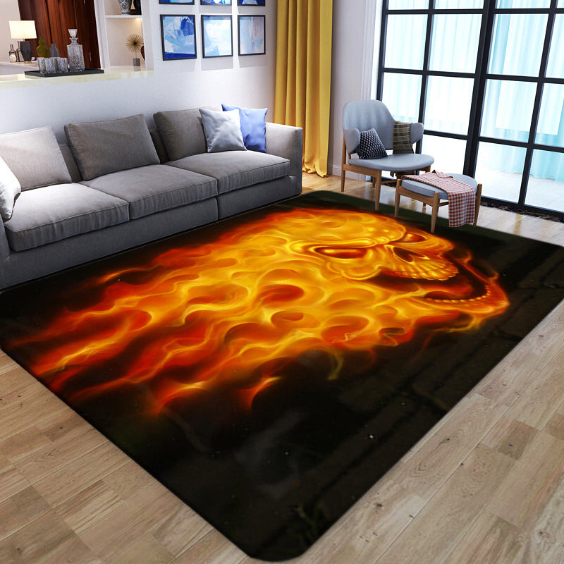 Punk Abstract Skull Print Rug Black Novelty Rug Synthetics Stain Resistant Machine Washable Non-Slip Backing Carpet for Living Room Black Design 2 Clearhalo 'Area Rug' 'Rug' 2183710