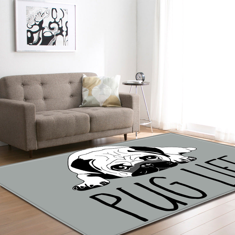 Cool Funky Area Rug Multi-Color Bulldog Print Carpet Machine Washable Stain Resistant Anti-Slip Rug for Home Decoration Clearhalo 'Area Rug' 'Rug' 2183775