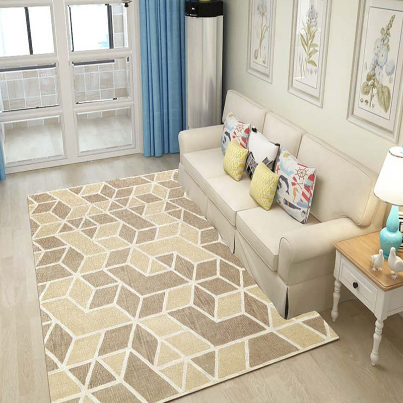 Multicolor 3D Illusion Geometry Rug Polyester Modernist Rug Anti-Slip Pet Friendly Machine Washable Rug for Great Room Gray-Khaki Clearhalo 'Area Rug' 'Rug' 2183793