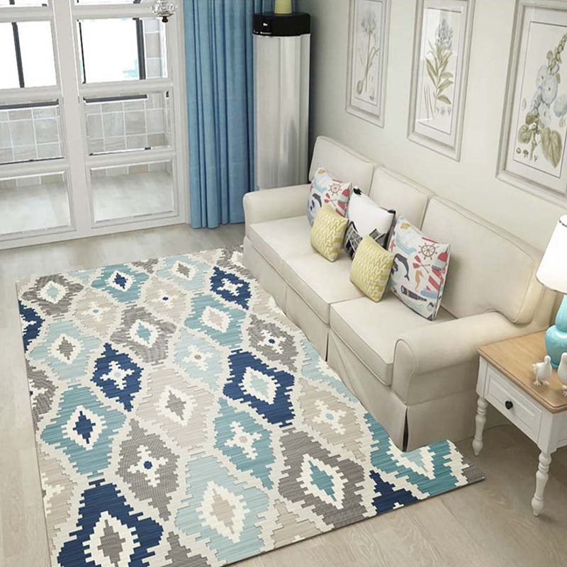 Multicolor 3D Illusion Geometry Rug Polyester Modernist Rug Anti-Slip Pet Friendly Machine Washable Rug for Great Room Blue Clearhalo 'Area Rug' 'Rug' 2183794
