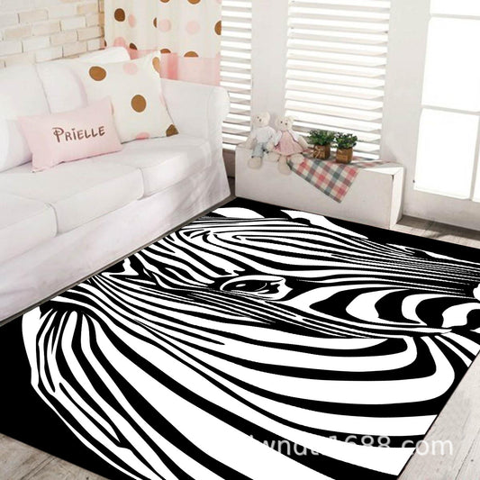 Black and White Novelty Rug Polypropylene Optical Illusions Geometrical Carpet Stain Resistant Pet Friendly Anti-Slip Rug for Home Clearhalo 'Area Rug' 'Rug' 2183810