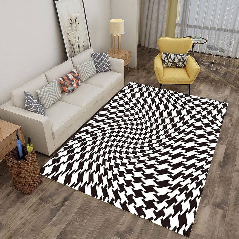 Mesmerizing Multicolor Novelty Rug Synthetics Twisting Checker 3D Illusion Rug Machine Washable Pet Friendly Anti-Slip Rug for Room Black Clearhalo 'Area Rug' 'Rug' 2183829