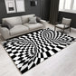 Decorative Black-White Modern Rug Polyester 3D Trick Art Checkered Pattern Rug Stain Resistant Non-Slip Backing Washable Carpet for Home Black-White Design 2 Clearhalo 'Area Rug' 'Rug' 2183841