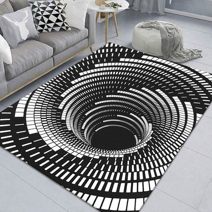 Modern Brain Deception 3D Rug Black Synthetics Area Carpet Machine Washable Stain Resistant Non-Slip Rug for Living Room Black Design 4 Clearhalo 'Area Rug' 'Rug' 2183850