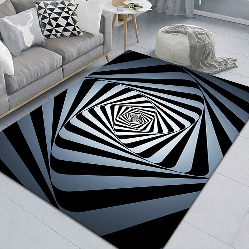 Modern Brain Deception 3D Rug Black Synthetics Area Carpet Machine Washable Stain Resistant Non-Slip Rug for Living Room Black Design 9 Clearhalo 'Area Rug' 'Rug' 2183852