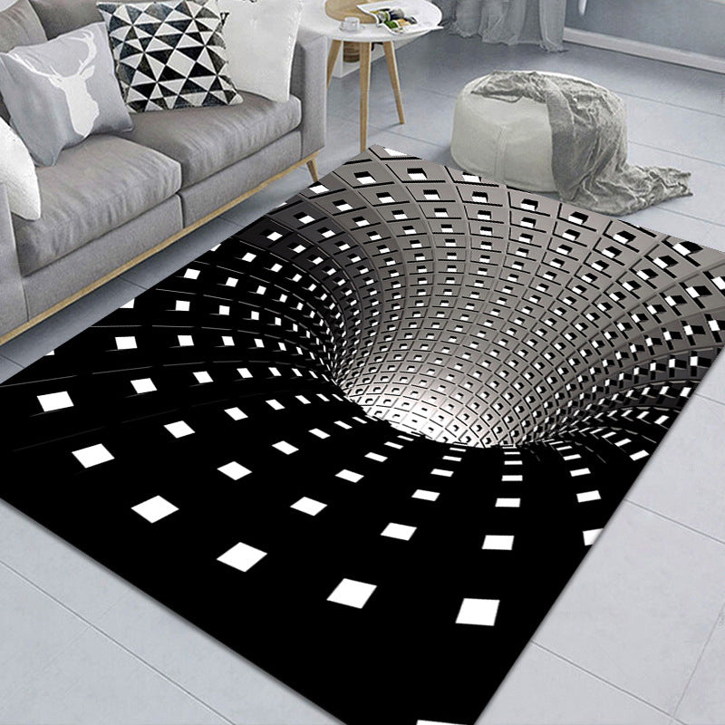 Modern Brain Deception 3D Rug Black Synthetics Area Carpet Machine Washable Stain Resistant Non-Slip Rug for Living Room Black Design 5 Clearhalo 'Area Rug' 'Rug' 2183855