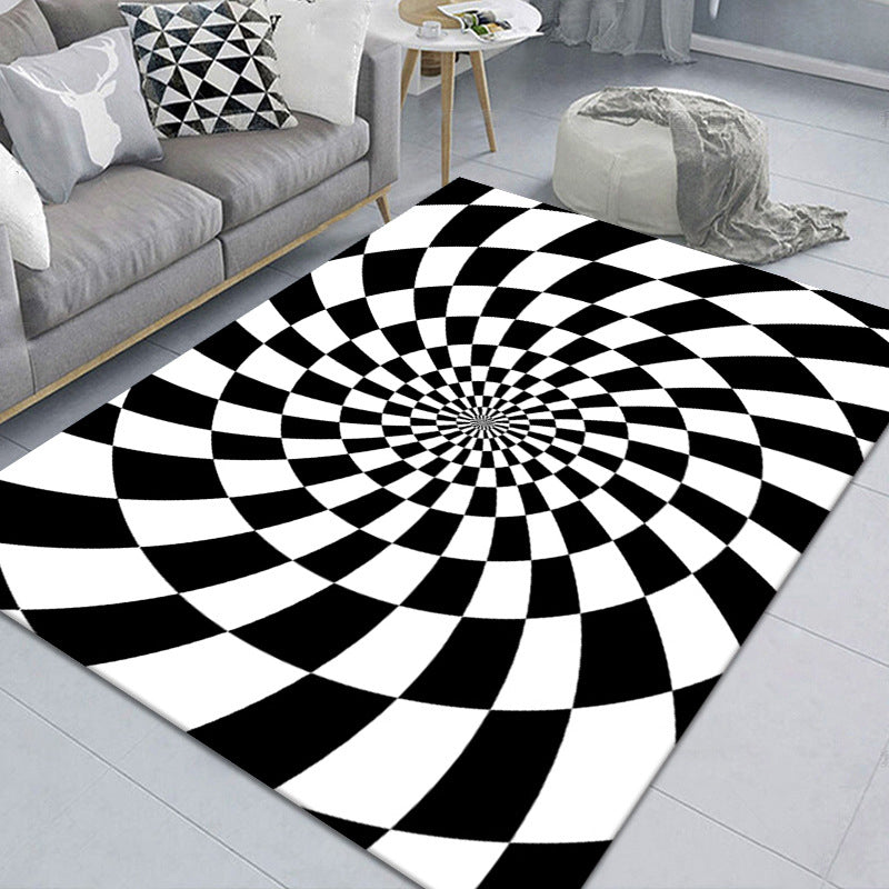 Modern Brain Deception 3D Rug Black Synthetics Area Carpet Machine Washable Stain Resistant Non-Slip Rug for Living Room Black Design 10 Clearhalo 'Area Rug' 'Rug' 2183856