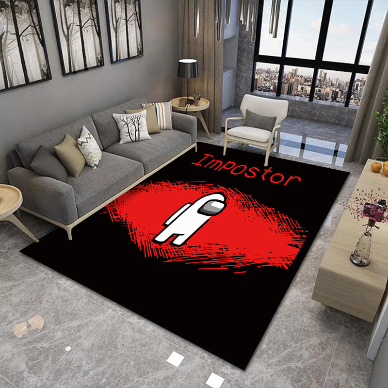 Modern Brain Deception 3D Rug Black Synthetics Area Carpet Machine Washable Stain Resistant Non-Slip Rug for Living Room Clearhalo 'Area Rug' 'Rug' 2183857