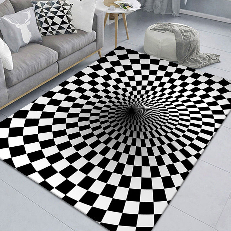 Modern Brain Deception 3D Rug Black Synthetics Area Carpet Machine Washable Stain Resistant Non-Slip Rug for Living Room Black Design 6 Clearhalo 'Area Rug' 'Rug' 2183859