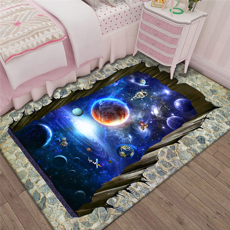 Modern Brain Deception 3D Rug Black Synthetics Area Carpet Machine Washable Stain Resistant Non-Slip Rug for Living Room Black Design 14 Clearhalo 'Area Rug' 'Rug' 2183862