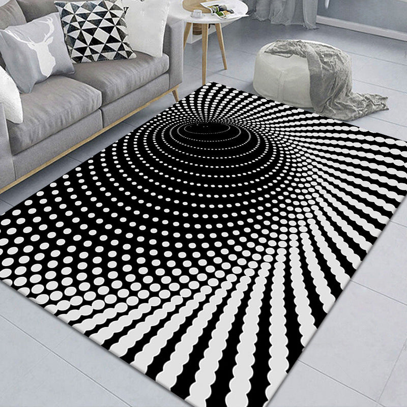 Modern Brain Deception 3D Rug Black Synthetics Area Carpet Machine Washable Stain Resistant Non-Slip Rug for Living Room Black Design 7 Clearhalo 'Area Rug' 'Rug' 2183863