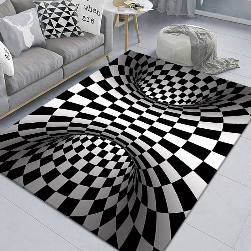 Modern Brain Deception 3D Rug Black Synthetics Area Carpet Machine Washable Stain Resistant Non-Slip Rug for Living Room Clearhalo 'Area Rug' 'Rug' 2183865
