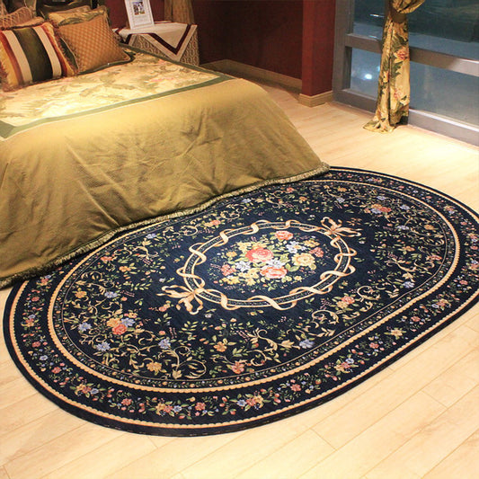 Pastoral Toile Rug Multi Color Vintage Carpet Cotton Easy Care Non-Slip Rug for Bedroom Dark Blue Clearhalo 'Area Rug' 'Rugs' 'Shabby Chic' Rug' 2183880