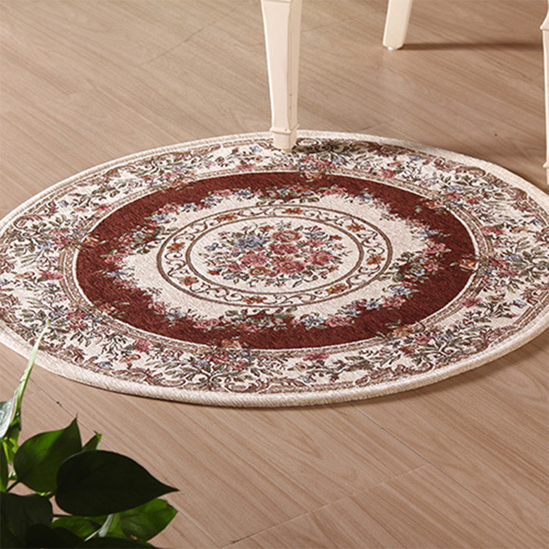 Nostalgia Multicolor Peonies Rug Polypropylene Antique Carpet Pet Friendly Anti-Slip Backing Stain Resistant Rug for Great Room Coffee Clearhalo 'Area Rug' 'Rugs' 'Shabby Chic' Rug' 2183895