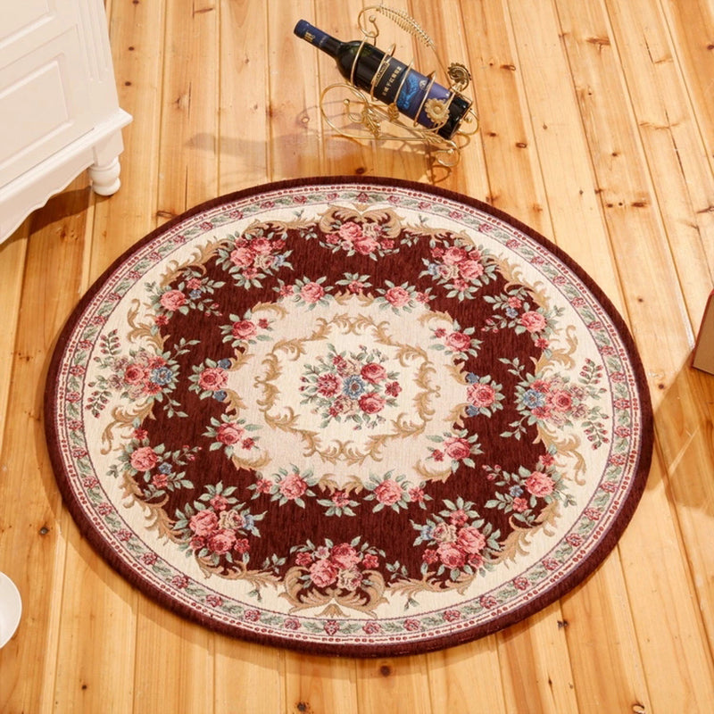 Classical Peonies Print Rug Multi Color Vintage Rug Cotton Pet Friendly Non-Slip Machine Wash Rug for Bedroom Coffee Clearhalo 'Area Rug' 'Rugs' 'Shabby Chic' Rug' 2183899