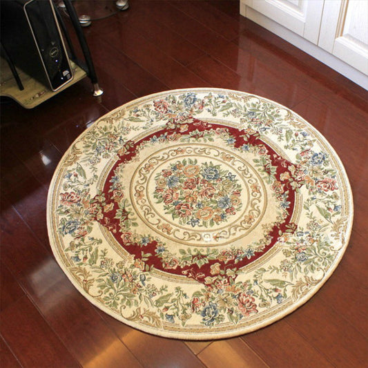Victorian Style Jacquard Rug Multicolor Cotton Carpet Pet-Friendly Non Slip Backing Rug for Dining Room Burgundy Clearhalo 'Area Rug' 'Rugs' 'Shabby Chic' Rug' 2183915