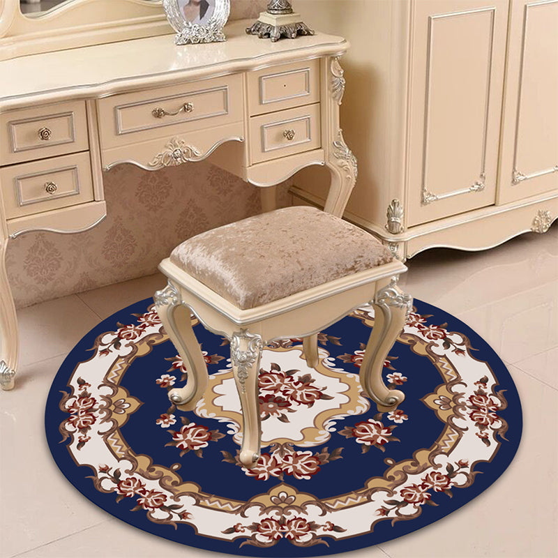 Victorian Bedroom Rug Multicolor Peony Area Rug Polyester Stain Resistant Washable Anti-Slip Rug Blue-White Clearhalo 'Area Rug' 'Rugs' 'Shabby Chic' Rug' 2183936