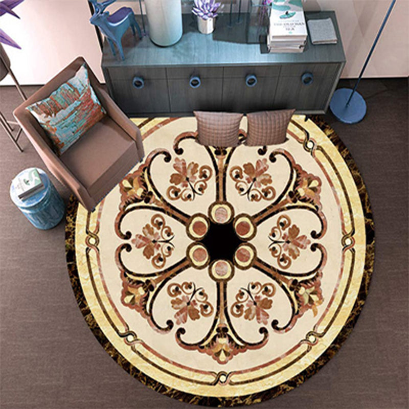 Victorian Bedroom Rug Multicolor Peony Area Rug Polyester Stain Resistant Washable Anti-Slip Rug Beige Clearhalo 'Area Rug' 'Rugs' 'Shabby Chic' Rug' 2183937