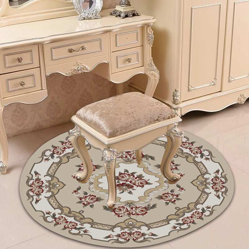 Victorian Bedroom Rug Multicolor Peony Area Rug Polyester Stain Resistant Washable Anti-Slip Rug Grey Clearhalo 'Area Rug' 'Rugs' 'Shabby Chic' Rug' 2183938